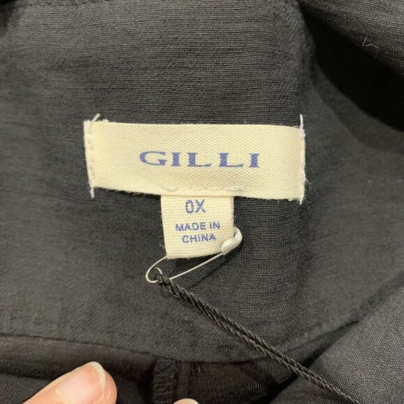 Gilli Size 0X Shorts High Rise Pleated Waist Tie Black Dress Pockets Women’s NEW - Picture 3 of 12